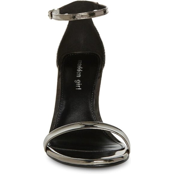 Madden Girl Women Silver Polyurethane (PU) Open Rounded Toe Brazen Heeled Sandal - Picture 2 of 5